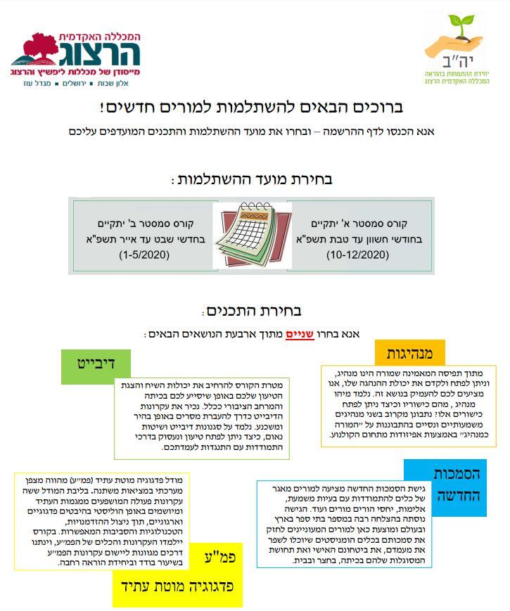 השתלמות מורים חדשים בחירת נושאים